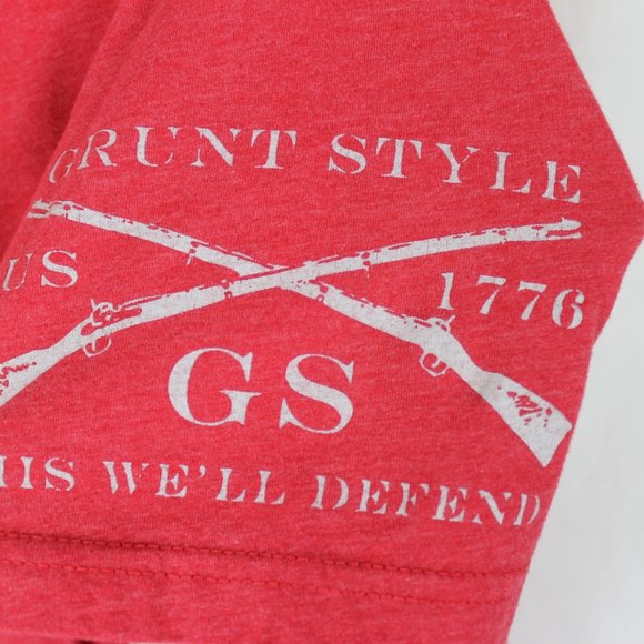GRUNT STYLE T-Shirt Mens Size Large Red American Flag Short Sleeve Cotton Crew - Picture 4 of 10